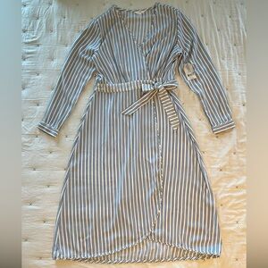 Time and Tru Blue and White Striped Long Sleeve Dress